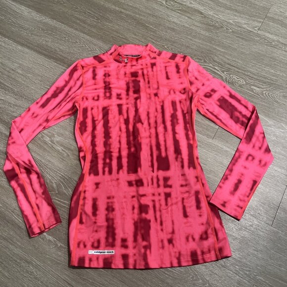 Under Armour Shirt Womens Small Pink ColdGear Fitted Mock Long Sleeve Athletic - Picture 1 of 5